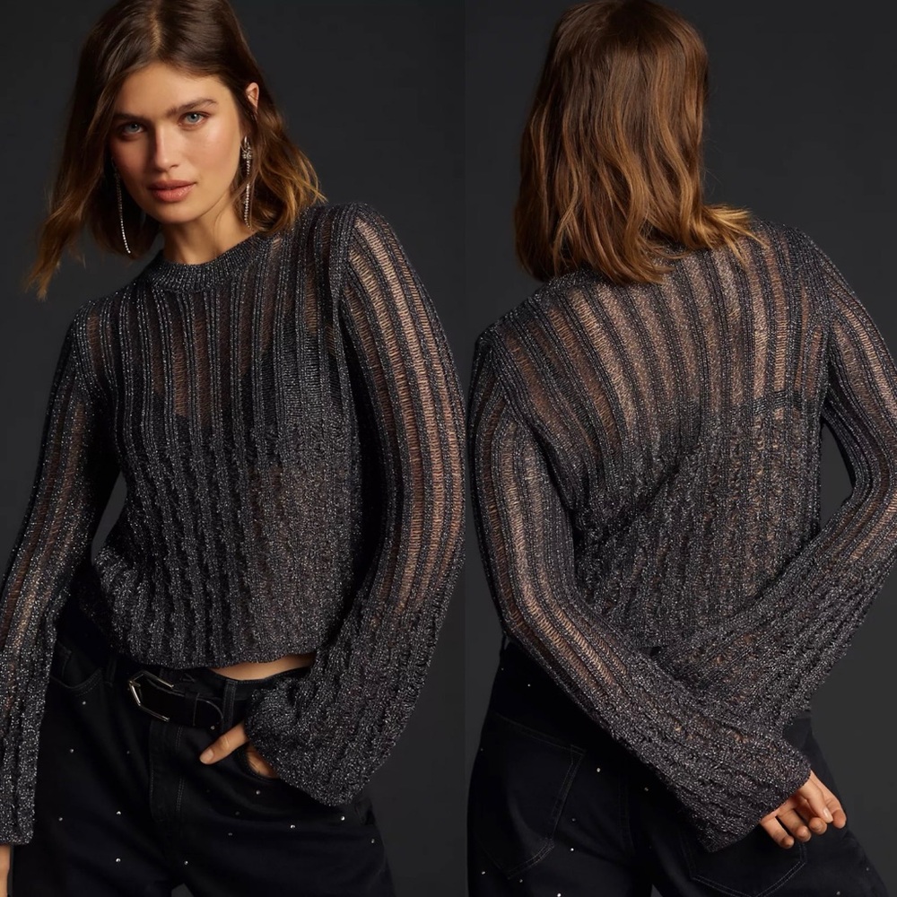 NWT Anthropologie Pilcro Shine Open Stitch Sweater